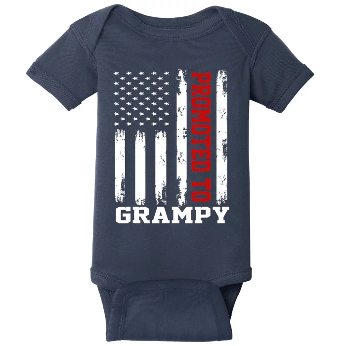 Promoted To Grampy Vintage Flag Soon To Be Grampy Fathers Baby Bodysuit