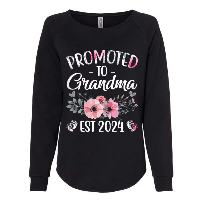 Promoted To Grandma Est 2024 Floral Pregnancy Announcement Womens California Wash Sweatshirt