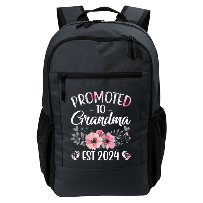 Promoted To Grandma Est 2024 Floral Pregnancy Announcement Daily Commute Backpack