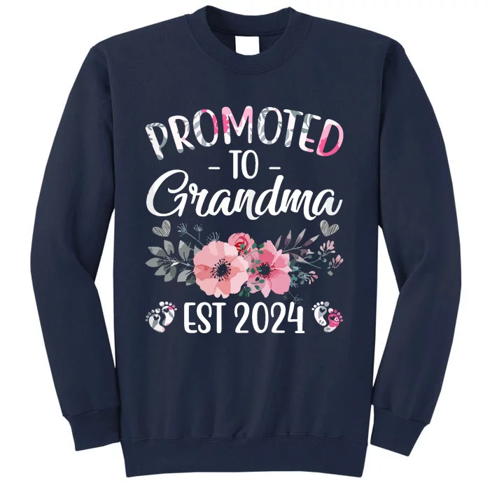 Promoted To Grandma Est 2024 Floral Pregnancy Announcement Tall Sweatshirt