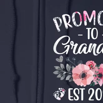 Promoted To Grandma Est 2024 Floral Pregnancy Announcement Full Zip Hoodie