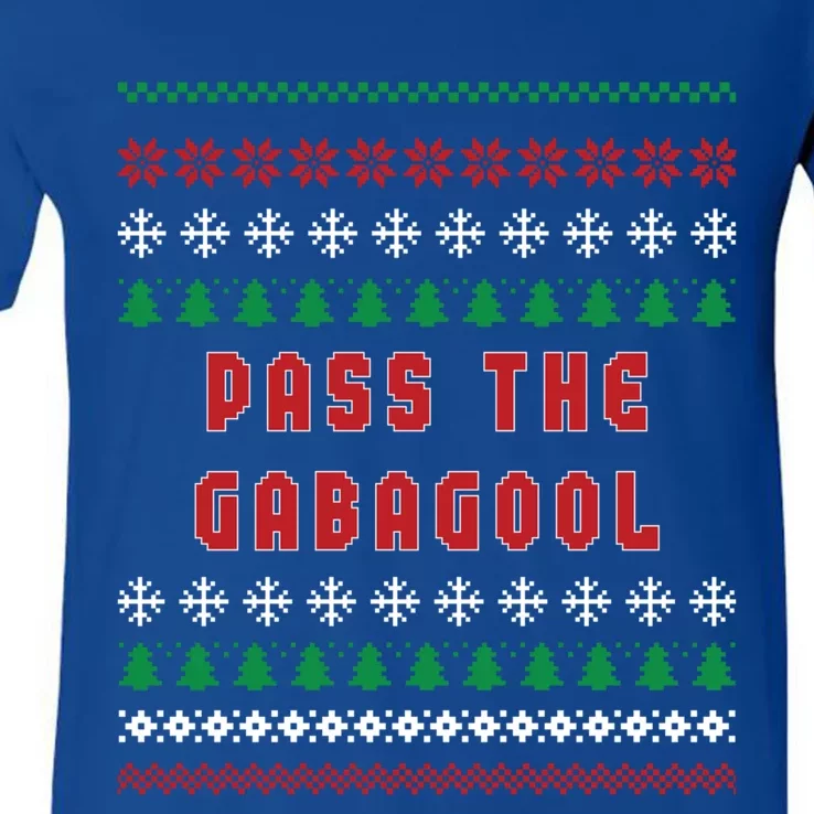 Pass The Gabagool Ugly Christmas Italian Xmas Gift V-Neck T-Shirt