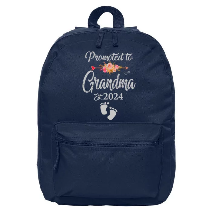 Promoted To Grandma Est 2024 Flower Mothers Day New Grandma 16 in Basic Backpack