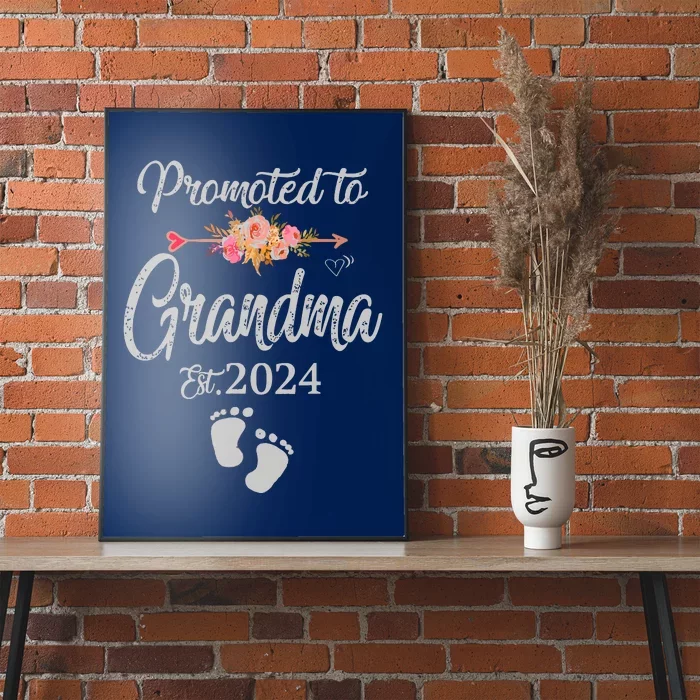 Promoted To Grandma Est 2024 Flower Mothers Day New Grandma Poster