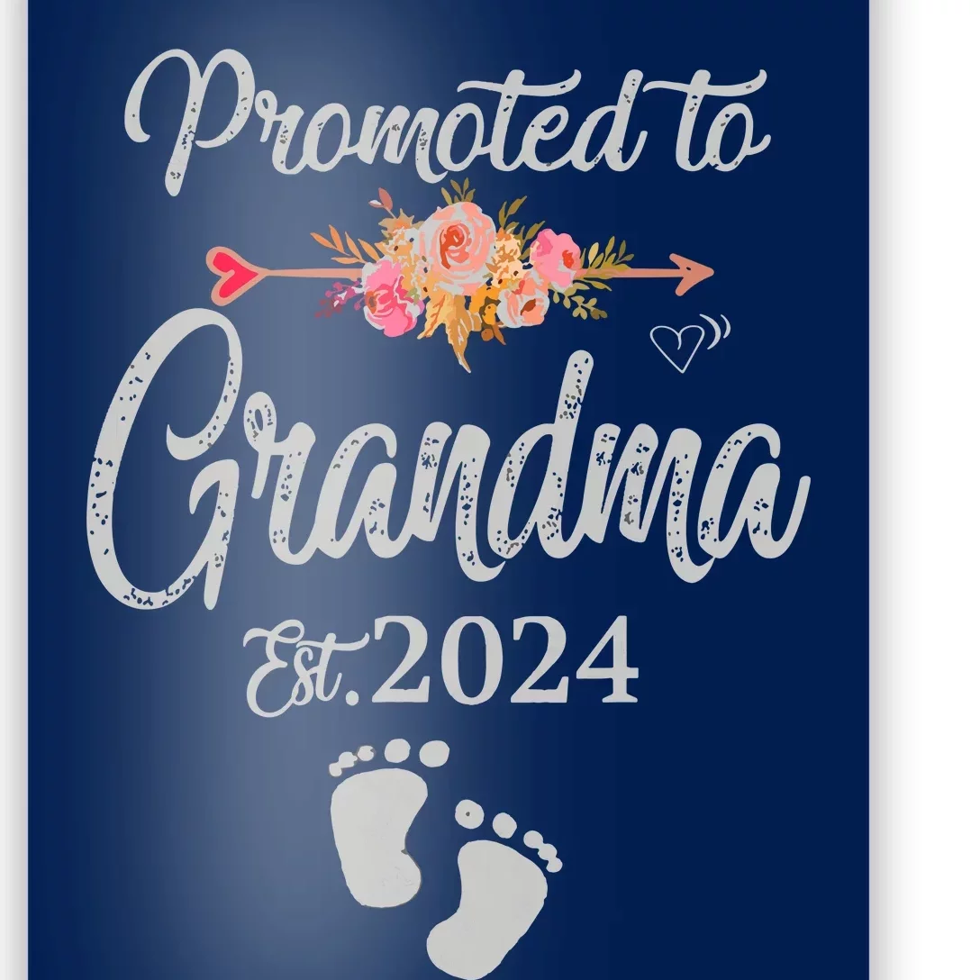 Promoted To Grandma Est 2024 Flower Mothers Day New Grandma Poster