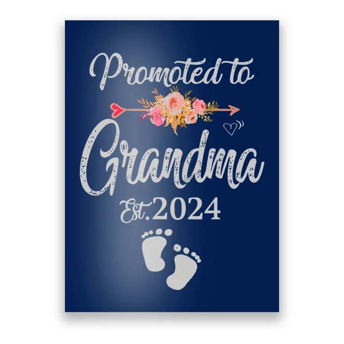 Promoted To Grandma Est 2024 Flower Mothers Day New Grandma Poster