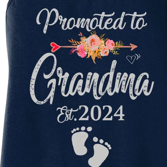 Promoted To Grandma Est 2024 Flower Mothers Day New Grandma Women's Racerback Tank