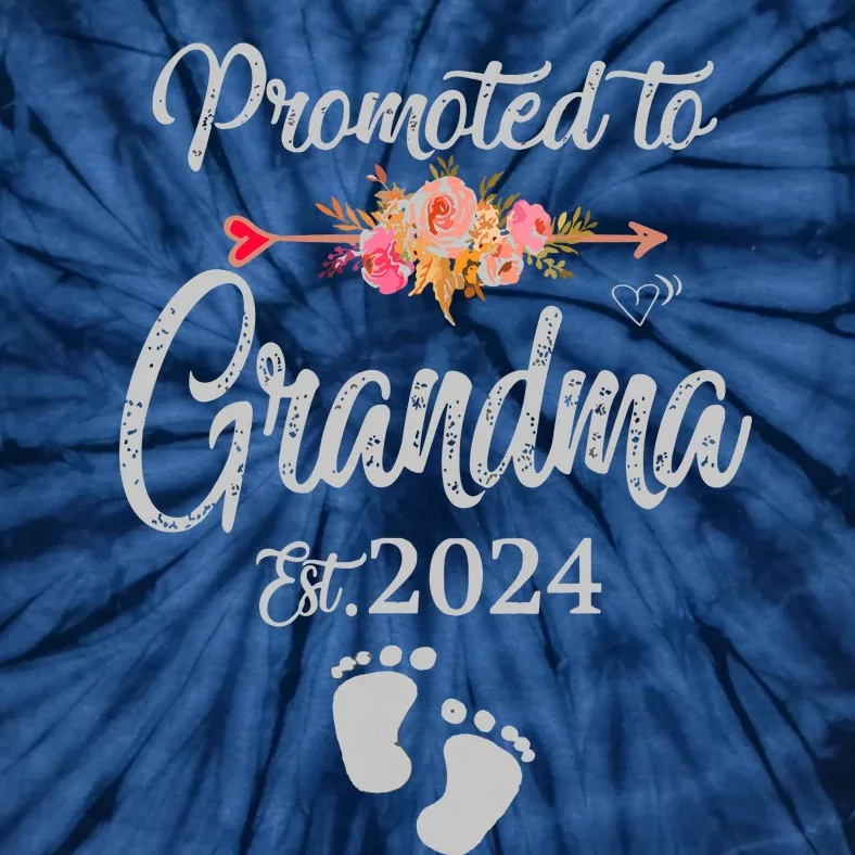 Promoted To Grandma Est 2024 Flower Mothers Day New Grandma Tie-Dye T-Shirt