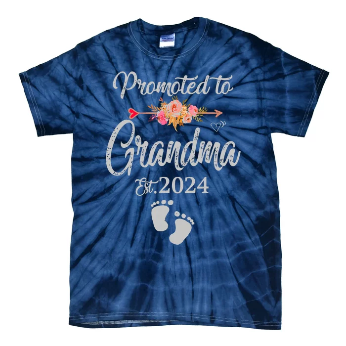 Promoted To Grandma Est 2024 Flower Mothers Day New Grandma Tie-Dye T-Shirt