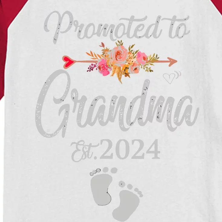 Promoted To Grandma Est 2024 Flower Mothers Day New Grandma Kids Colorblock Raglan Jersey