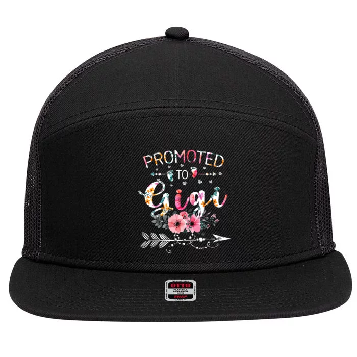 Promoted To Gigi Announcement Funny New Gigi Mothers Day 7 Panel Mesh Trucker Snapback Hat