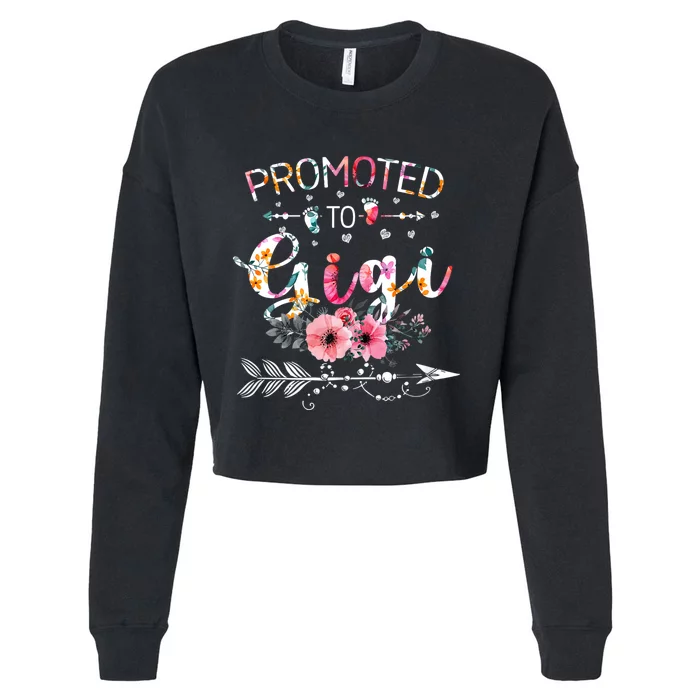 Promoted To Gigi Announcement Funny New Gigi Mothers Day Cropped Pullover Crew