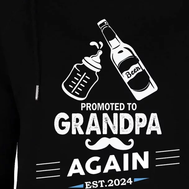 Promoted To Grandpa Again 2024 Pregnancy Announcement Womens Funnel Neck Pullover Hood