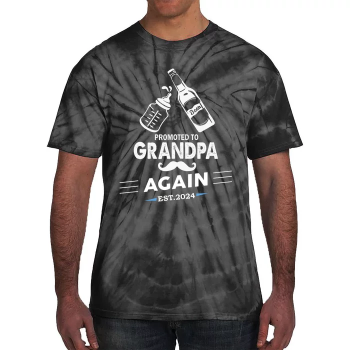 Promoted To Grandpa Again 2024 Pregnancy Announcement Tie-Dye T-Shirt