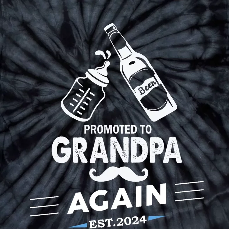 Promoted To Grandpa Again 2024 Pregnancy Announcement Tie-Dye T-Shirt