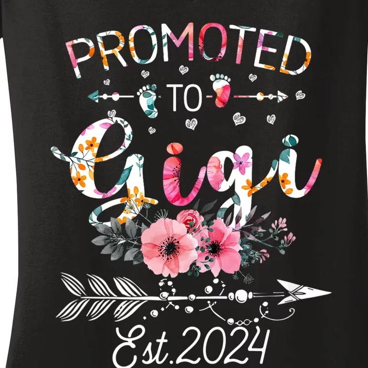 Promoted To Gigi 2024 New Mother Pregnancy Announcement Women's V-Neck T-Shirt