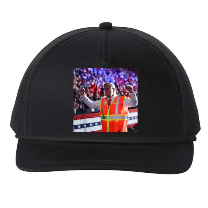 President Trump Garbage Truck Worker Vest Maga 2025 Snapback Five-Panel Rope Hat