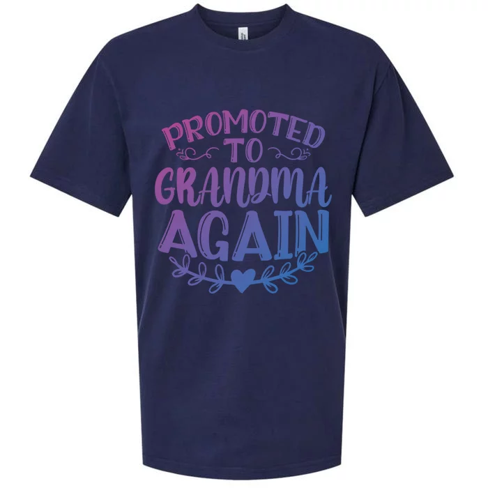 Promoted To Grandma Again Funny Gift Sueded Cloud Jersey T-Shirt