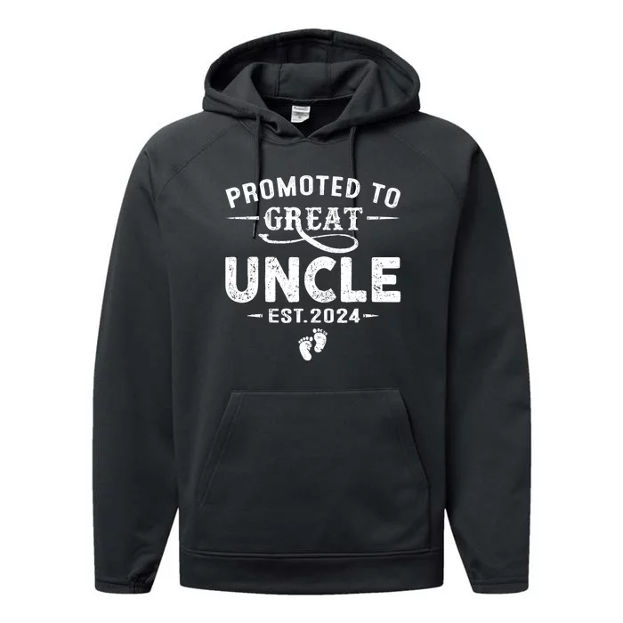 Promoted To Great Uncle 2024 Fathers Day First Time Dad Performance Fleece Hoodie