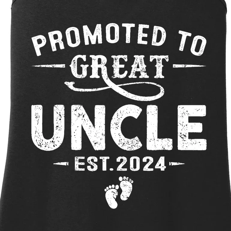 Promoted To Great Uncle 2024 Fathers Day First Time Dad Ladies Essential Tank