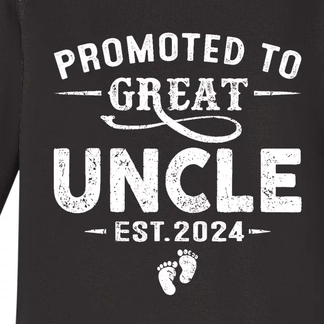 Promoted To Great Uncle 2024 Fathers Day First Time Dad Baby Long Sleeve Bodysuit