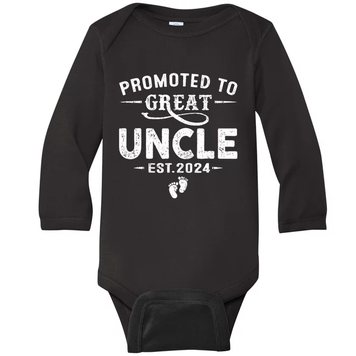 Promoted To Great Uncle 2024 Fathers Day First Time Dad Baby Long Sleeve Bodysuit