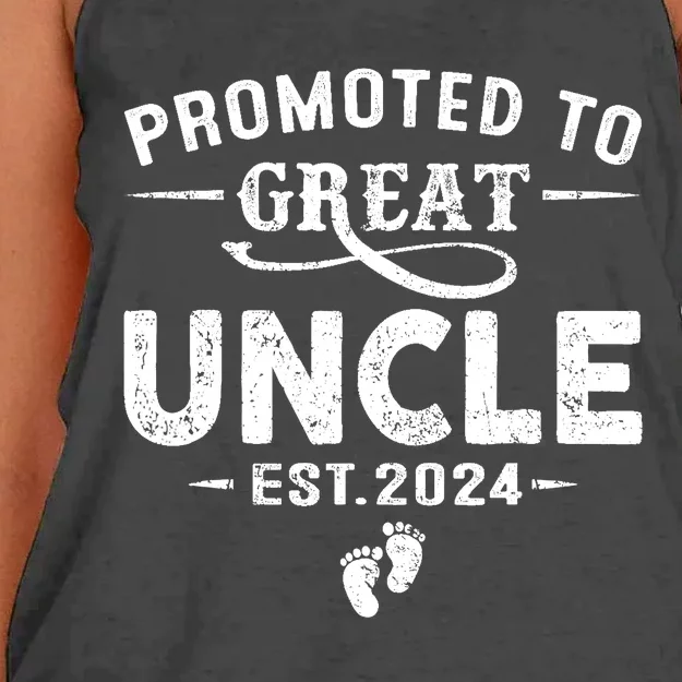 Promoted To Great Uncle 2024 Fathers Day First Time Dad Women's Knotted Racerback Tank