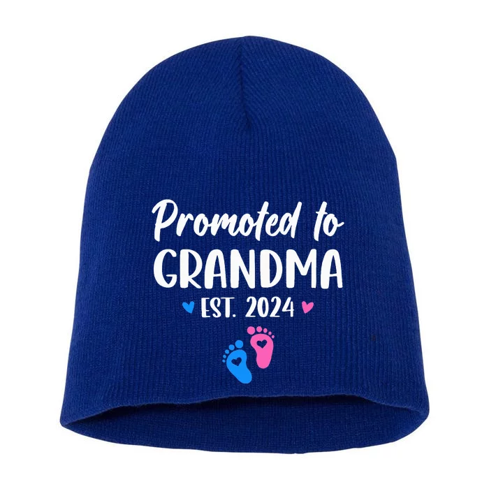 Promoted To Grandma Est 2024 New Grandma Grandmother Short Acrylic Beanie