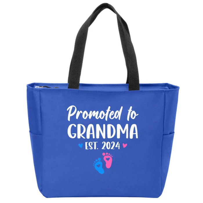 Promoted To Grandma Est 2024 New Grandma Grandmother Zip Tote Bag