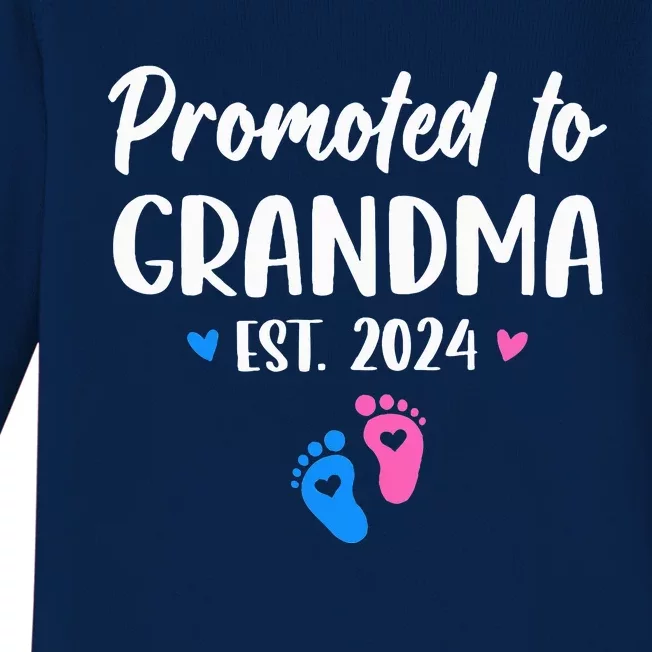 Promoted To Grandma Est 2024 New Grandma Grandmother Baby Long Sleeve Bodysuit