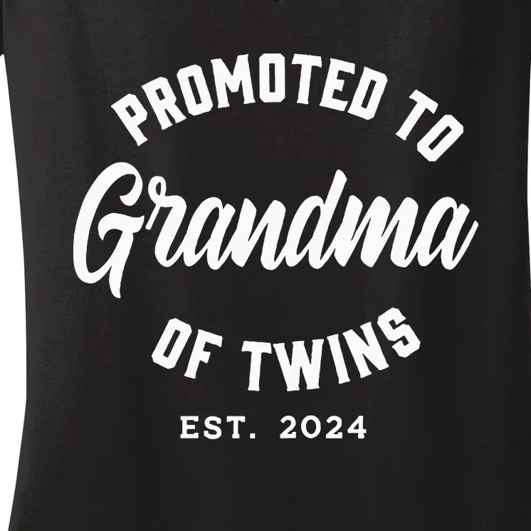 Promoted To Grandma Of Twins 2024 Twins Baby Announcement Women's V-Neck T-Shirt