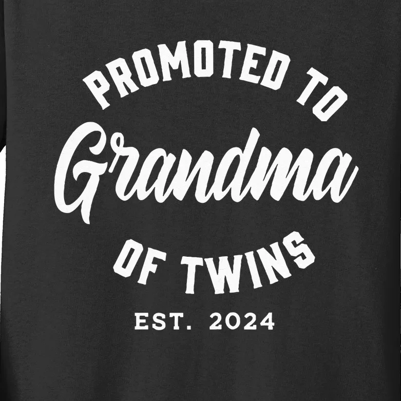 Promoted To Grandma Of Twins 2024 Twins Baby Announcement Kids Long Sleeve Shirt