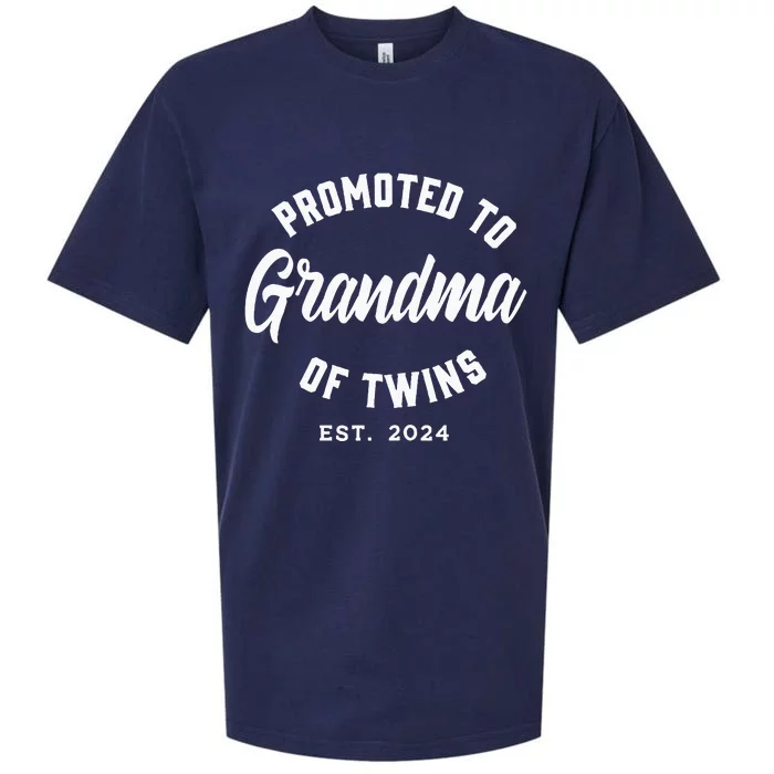 Promoted To Grandma Of Twins 2024 Twins Baby Announcement Sueded Cloud Jersey T-Shirt