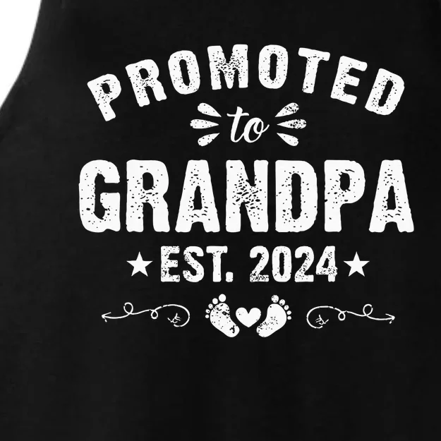 Promoted To Grandpa 2024 Soon To Be Grandfather New Grandpa Ladies Tri-Blend Wicking Tank