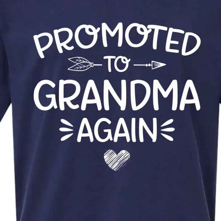 Promoted To Grandma Again New Nana Granny Mothers Day Sueded Cloud Jersey T-Shirt