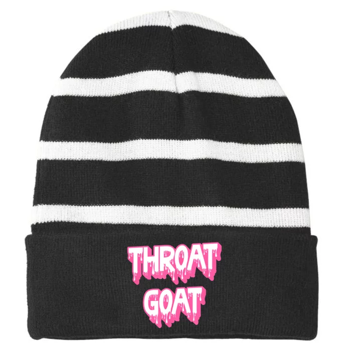 Pink Throat Goat Striped Beanie with Solid Band