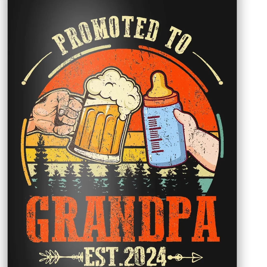 Promoted To Grandpa Est 2024 Retro Fathers Day New Grandpa Poster