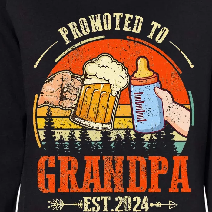 Promoted To Grandpa Est 2024 Retro Fathers Day New Grandpa Womens California Wash Sweatshirt