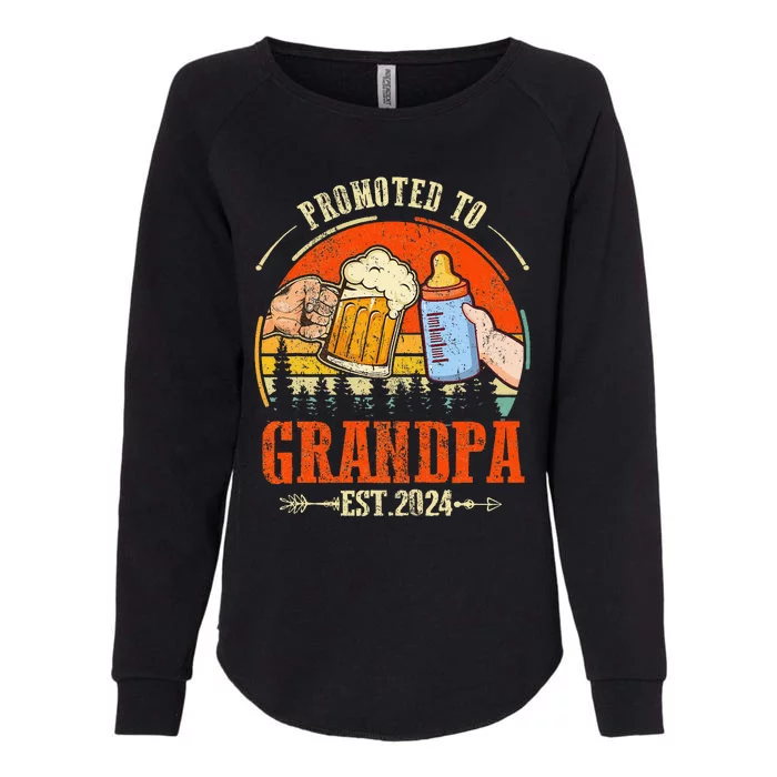 Promoted To Grandpa Est 2024 Retro Fathers Day New Grandpa Womens California Wash Sweatshirt