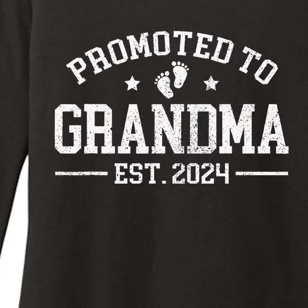 Promoted to Grandma est. 2024 Grandparents Baby Announcement Womens CVC Long Sleeve Shirt