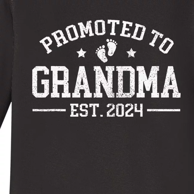 Promoted to Grandma est. 2024 Grandparents Baby Announcement Baby Long Sleeve Bodysuit