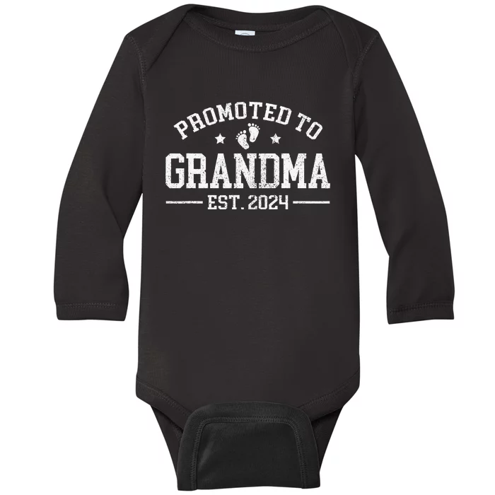 Promoted to Grandma est. 2024 Grandparents Baby Announcement Baby Long Sleeve Bodysuit