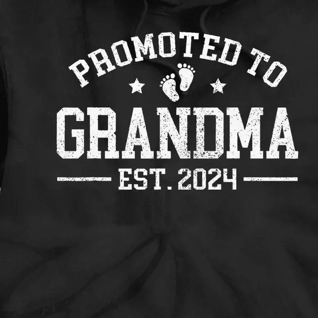 Promoted to Grandma est. 2024 Grandparents Baby Announcement Tie Dye Hoodie