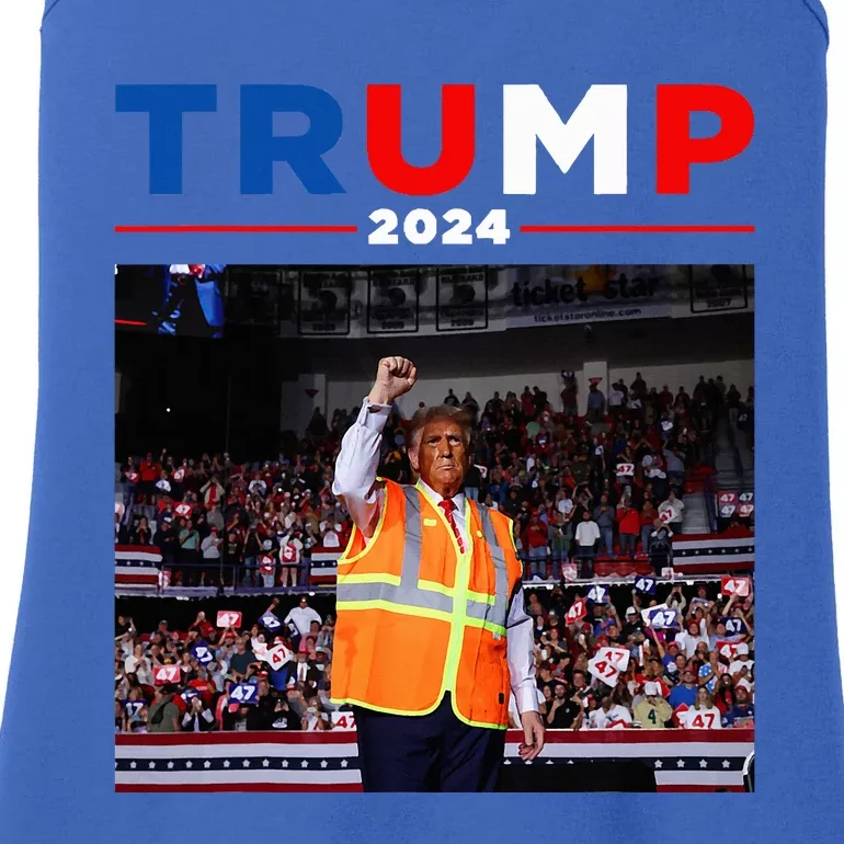 President Trump Garbage Truck Worker Vest Maga 2025 Ladies Essential Tank