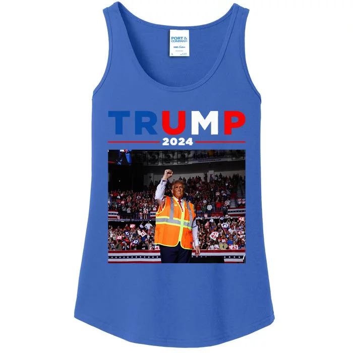 President Trump Garbage Truck Worker Vest Maga 2025 Ladies Essential Tank