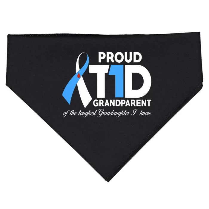 Proud T1D Grandparent Of Granddaughter Diabetes Awareness USA-Made Doggie Bandana