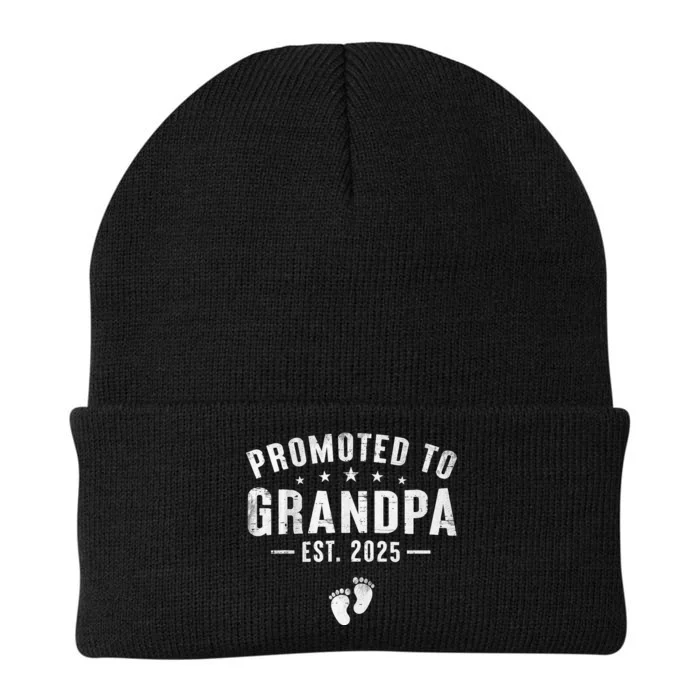 Promoted To Grandpa 2025 Soon To Be Grandfather New Grandpa Knit Cap Winter Beanie