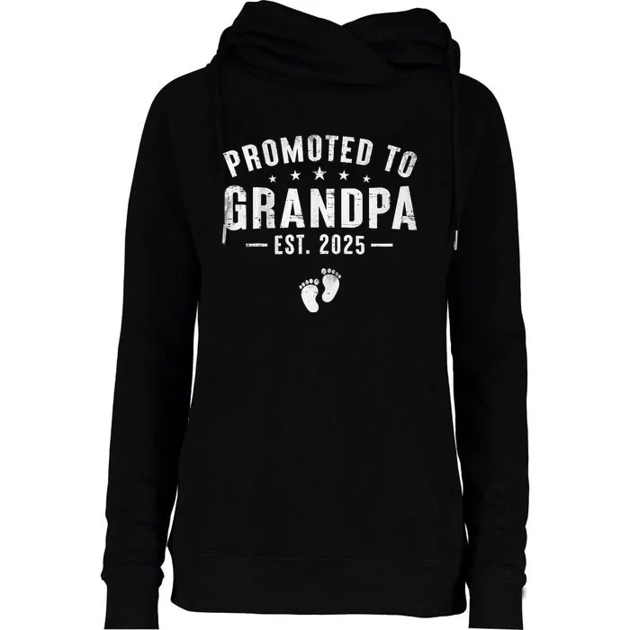 Promoted To Grandpa 2025 Soon To Be Grandfather New Grandpa Womens Funnel Neck Pullover Hood