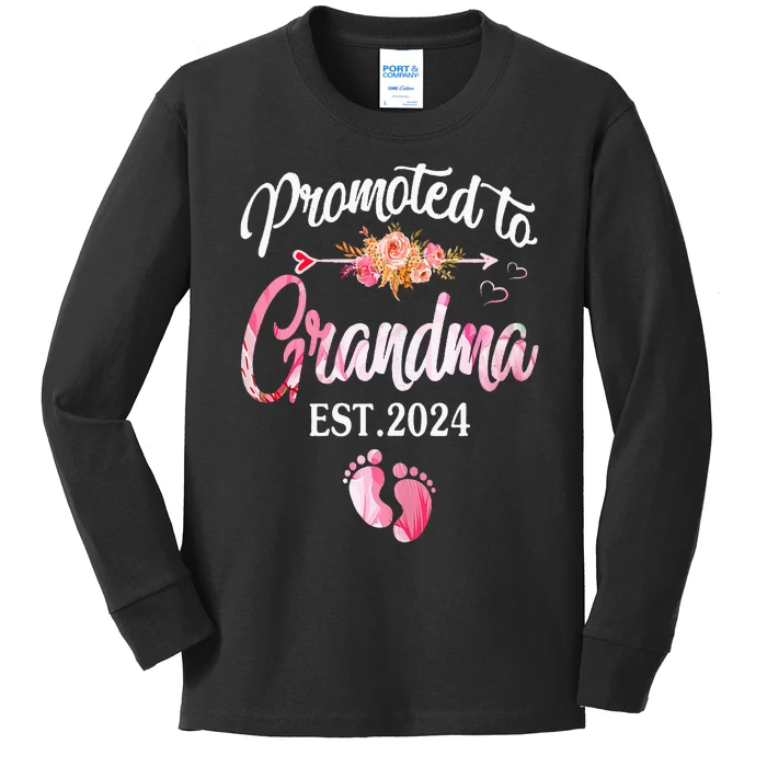 Promoted To Grandma 2024 First Time New Grandma Pregnancy Kids Long Sleeve Shirt