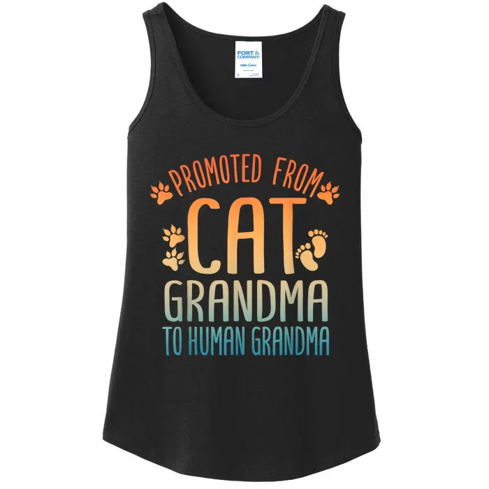 Promoted To Grandma For Mom New Grandmother Cat Grandma Ladies Essential Tank